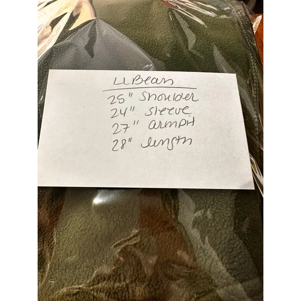 LL Bean Fleece Jacket Mens 2XL Olive Green Elastic Waist Cuffed Sleeves Full Zip